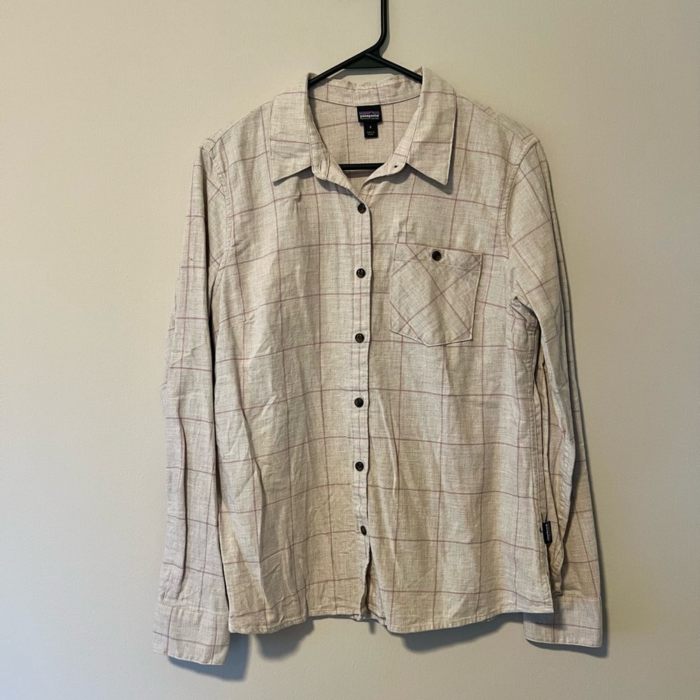 Patagonia women's heywood flannel shirt crafted plaid birch white